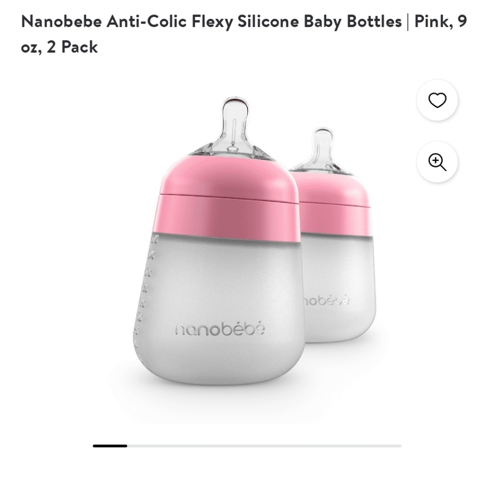 New!! Nanobebe anti colic silicone bottle 2 pack